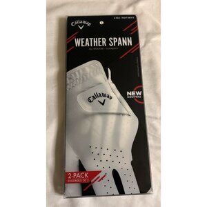 2 Pack Callaway Weather Spann Glove Mens White Right Hand Regular Small